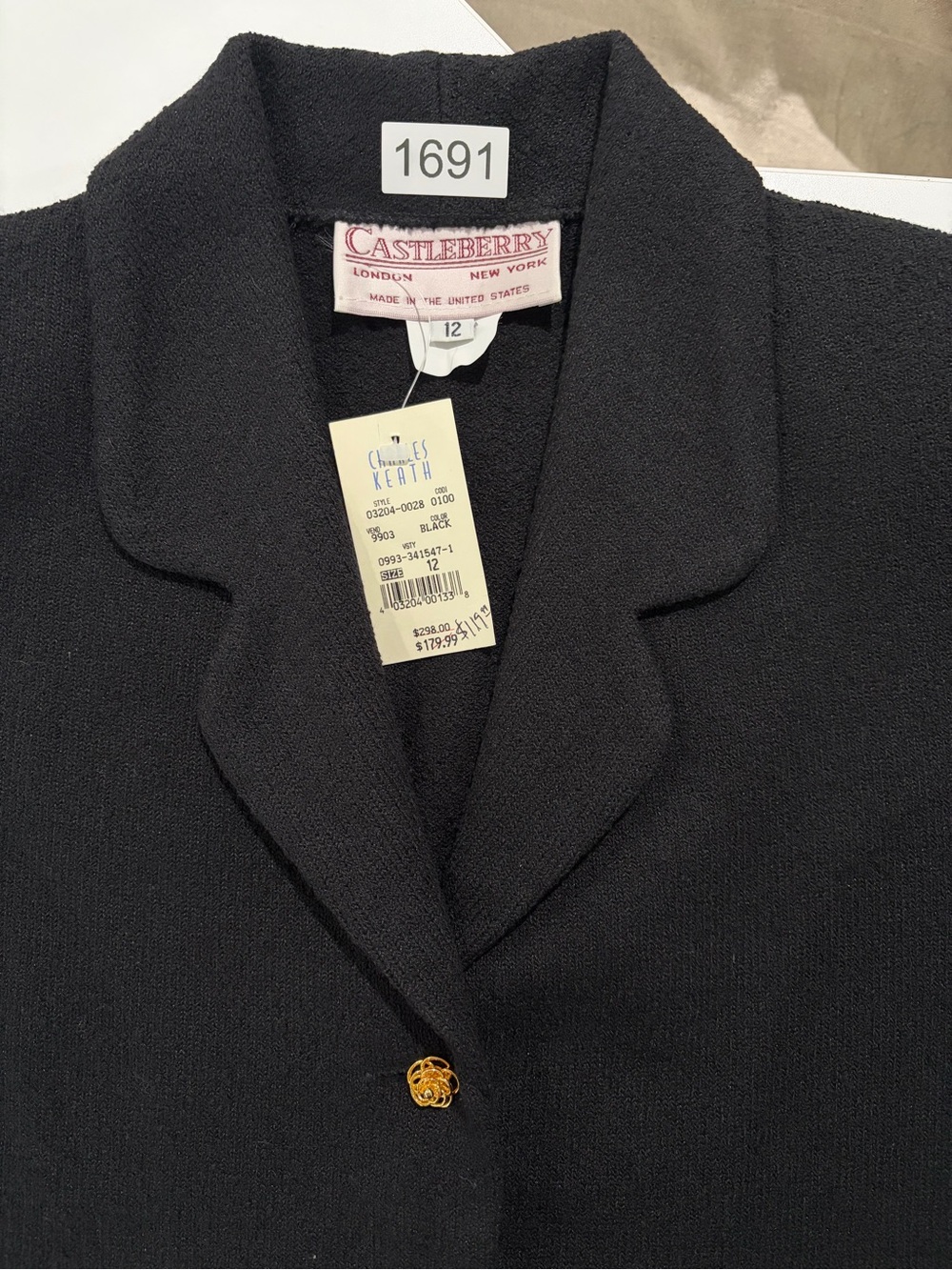 NWT Vintage Castleberry Black Knit Tailored Skirt Set (12) - Picture 4 of 12